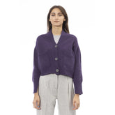 Alpha Studio Purple Merino Wool Women Cardigan - Cardigans