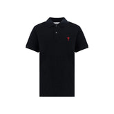 Ami Paris Black Cotton Polo Shirt