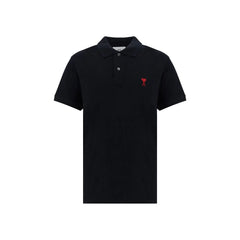 Ami Paris Black Cotton Polo Shirt