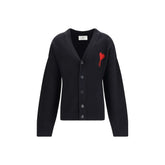 Ami Paris Black Fleece Wool Cardigan