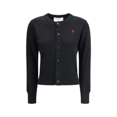 Ami Paris Black Merino Wool Cardigan