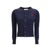Ami Paris blå cardigan i ull - S