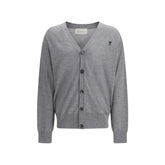 Ami Paris Gray Merino Wool Cardigan