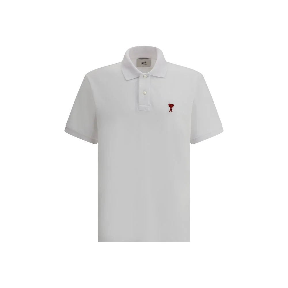 Ami Paris White Cotton Polo Shirt