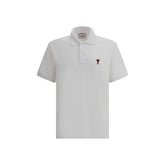 Ami Paris White Cotton Polo Shirt