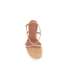 Amina Muaddi Beige Calf Leather Bos Taurus Stiletto Heel Sandals - EU36.5/US6.5