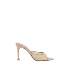 Amina Muaddi Beige Nylon Stiletto Heel Sandals - EU41/US11