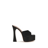 Amina Muaddi Black Calf Leather Bos Taurus Platform Sandals - EU39/US9