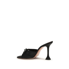 Amina Muaddi Black Calf Leather Bos Taurus Slippers - EU36.5/US6.5