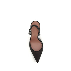 Amina Muaddi Black Fabric Pumps