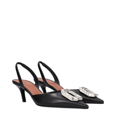 Amina Muaddi Black Leather Pumps - EU40/US10