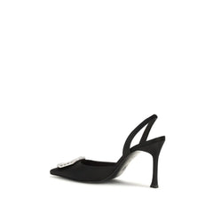 Pump con tacco alto Amina Muaddi in raso nero
