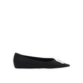 Amina Muaddi Black Silk Ballet Flats