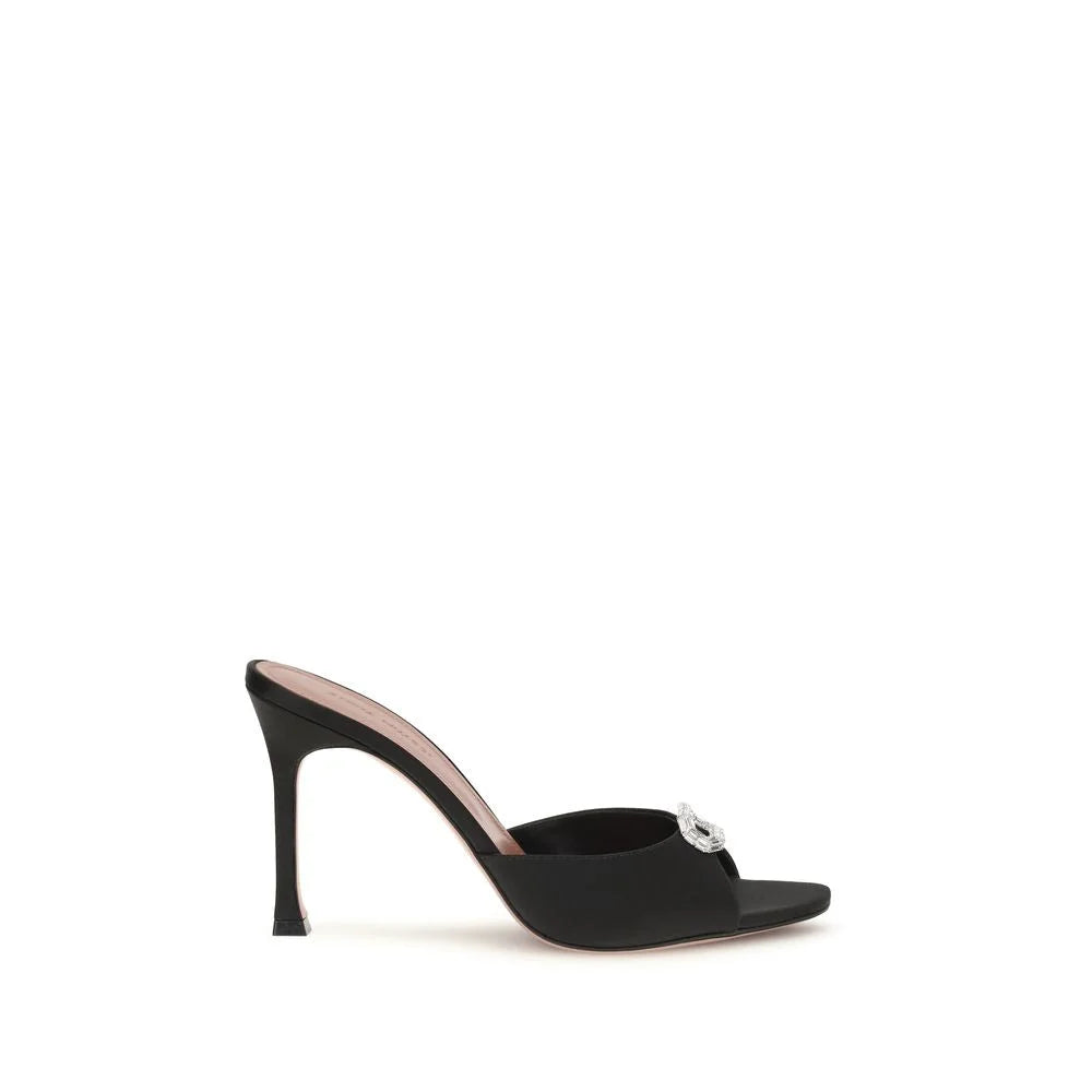 Amina Muaddi Schwarze Seiden-Stiletto-Sandalen
