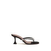 Amina Muaddi Black Silk Stiletto Heel Sandals - EU39/US9