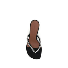 Amina Muaddi Black Silk Stiletto Heel Sandals - EU39/US9