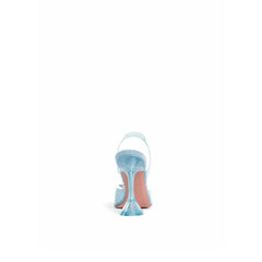 Amina Muaddi Blue Plexiglass High Heel Pumps