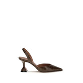 Amina Muaddi Brown Calf Leather Bos Taurus High Heel Pumps