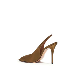 Amina Muaddi Brown Silk Stiletto Heel Sandals - EU38/US8
