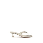 Amina Muaddi Gray Calf Leather Bos Taurus Flat Sandals - EU41/US11
