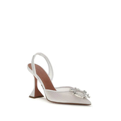 Amina Muaddi White Calf Leather Bos Taurus High Heel Pumps - EU40/US10