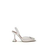 Amina Muaddi White Calf Leather Bos Taurus High Heel Pumps - EU40/US10
