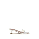 Amina Muaddi White Calf Leather Bos Taurus Sandals - EU37/US7
