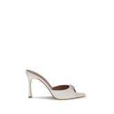 Amina Muaddi White Calf Leather Bos Taurus Stiletto Heel Sandals - EU37/US7