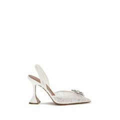 Amina Muaddi White Fabric High Heel Pumps - EU36.5/US6.5