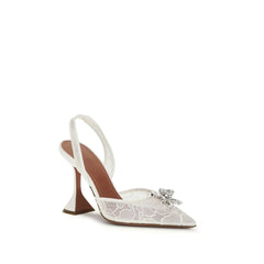 Amina Muaddi White Fabric High Heel Pumps - EU36.5/US6.5