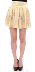 Andrea Incontri Beige Floral Embroidery Mini Skirt - IT42|M - Skirts