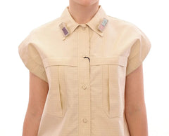 Andrea Incontri Beige Sleeveless Blouse Top - Blouses