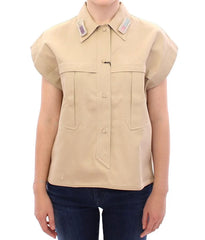 Andrea Incontri Beige Sleeveless Blouse Top - Blouses