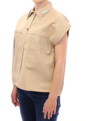 Andrea Incontri Beige Sleeveless Blouse Top - Blouses