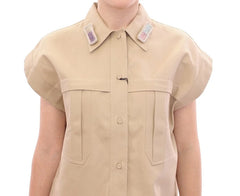 Andrea Incontri Beige Sleeveless Blouse Top - Blouses