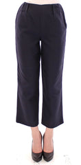 Andrea Incontri Blue Cropped Cotton Pants - Trousers