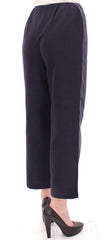 Andrea Incontri Blue Cropped Cotton Pants - Trousers