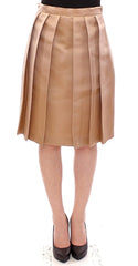Andrea Incontri Brown Silk Solid Mini Pleated Skirt - Skirts