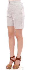 Andrea Incontri White Checkered Stretch Cotton Shorts - IT40|S - Short Trousers