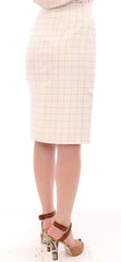 Andrea Incontri White Cotton Checkered Pencil Skirt - Skirts