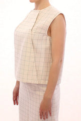 Andrea Incontri White Cotton Checkered Shirt Top - IT42|M - Shirts