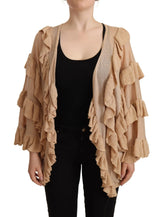 Aniye By Beige Ruffle Long Sleeves Open Front Cardigan Sweater - IT40|S - Cardigans