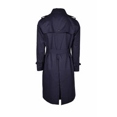 Aquascutum Blue Cotton Men Trench Coat - IT56 | 3XL