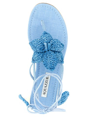 Aquazzura Blue Viscose Flat Sandals