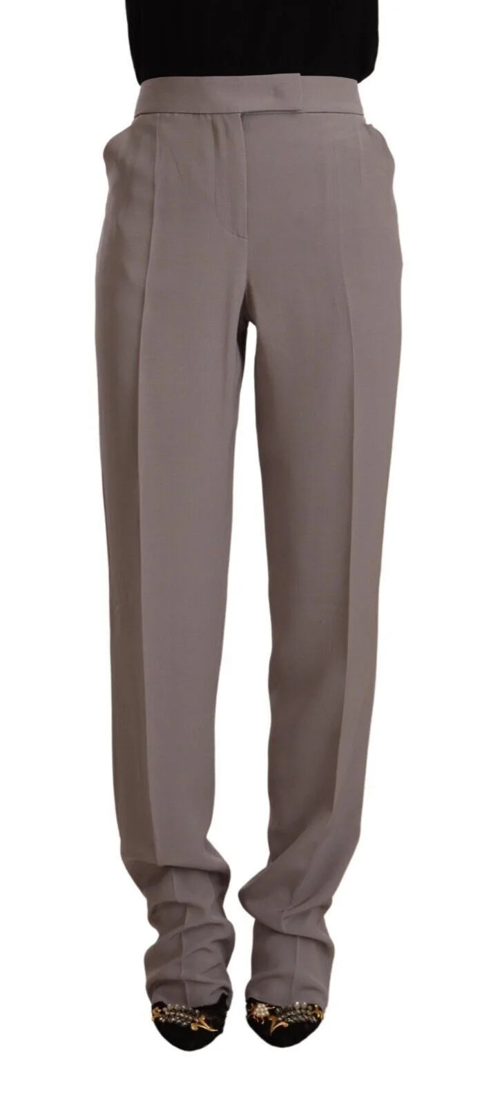 Armani Brown High Waist Silk Tapered Long Pants - IT44|L - Trousers