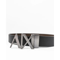 Armani Exchange Black Leather Belt - 100 cm / 40 Inches