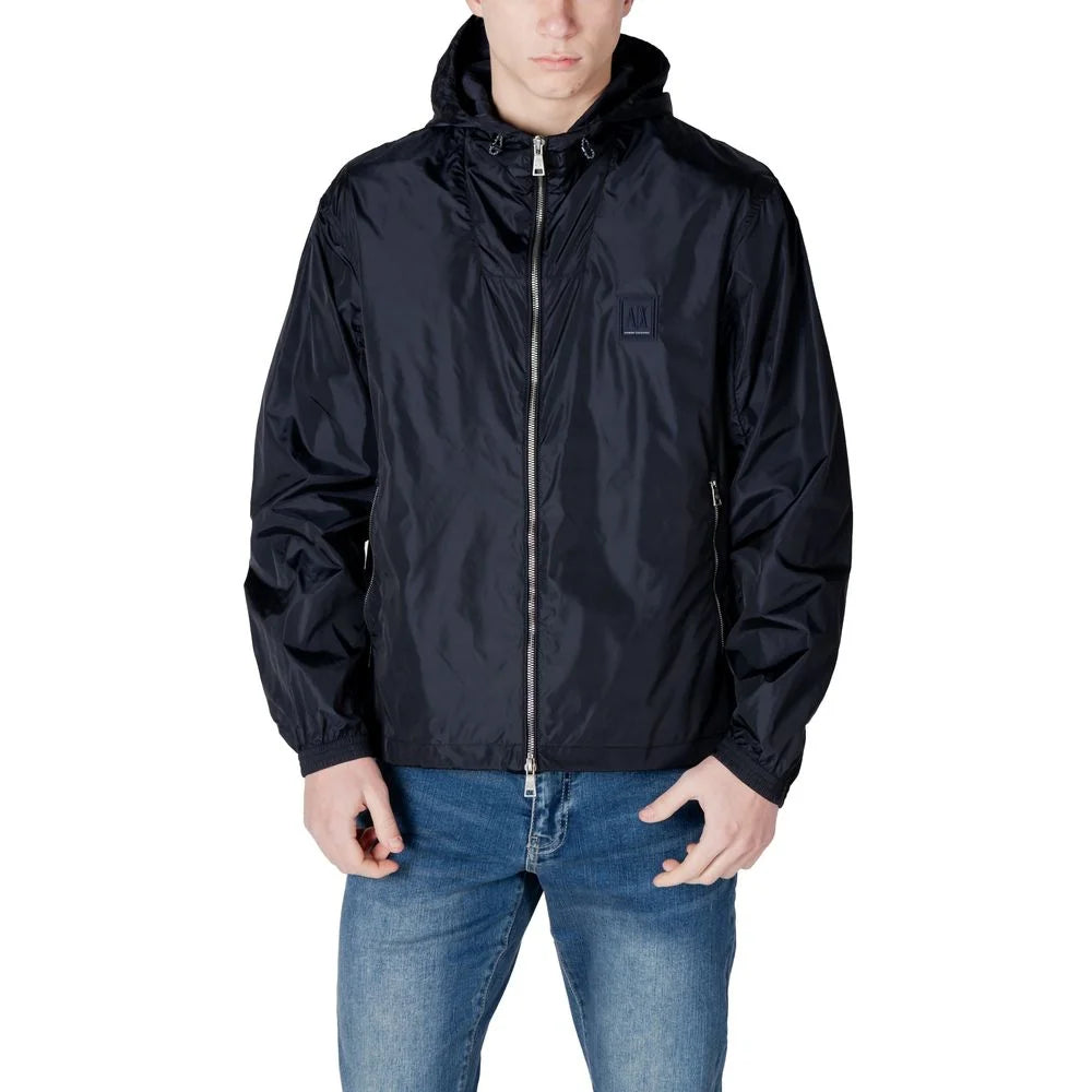 Armani Exchange Blue Polyamide Jackets & Coat