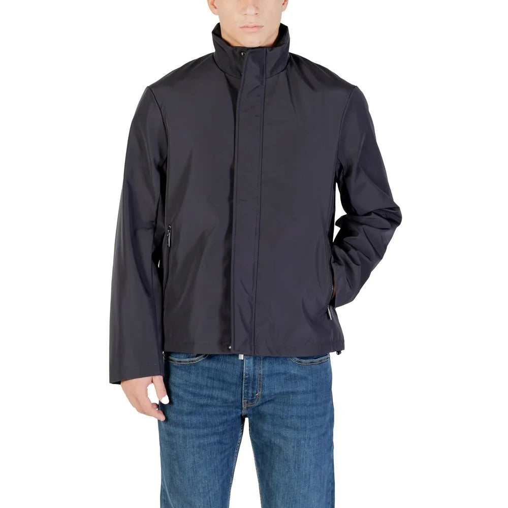 Armani Exchange Blue Polyester Full-Length Jacket - Sport Jackets
