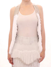 Arzu Kaprol White Lashes Open Back Vest Jacket - IT40|S - Vests