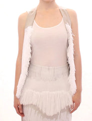 Arzu Kaprol White Lashes Open Back Vest Jacket - IT40|S - Vests